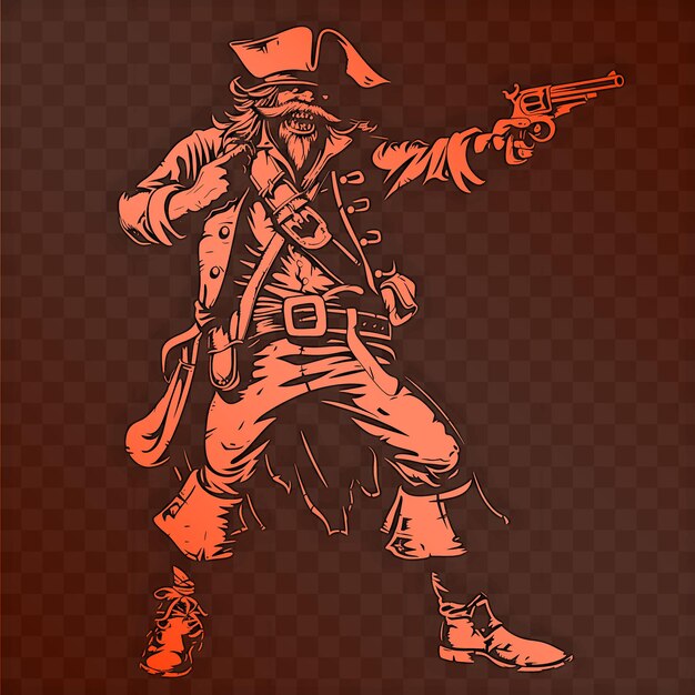 PSD una caricatura de un pirata con un arma en el pecho