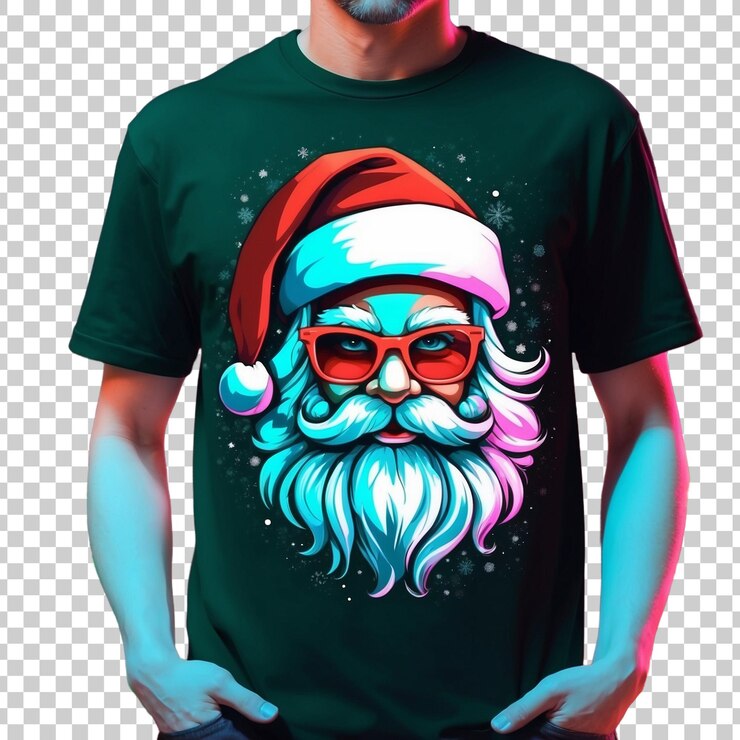 PSD una caricatura de santa claus con gafas de sol y un sombrero de santa