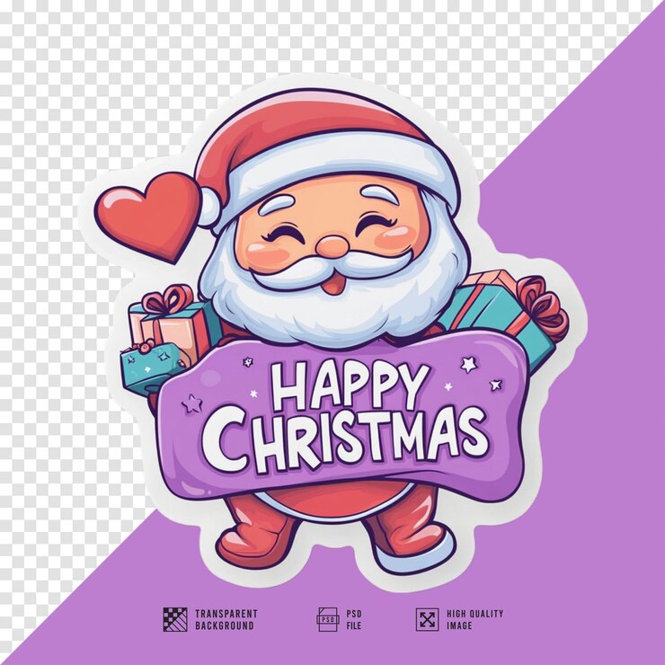 PSD una caricatura de santa sosteniendo un cartel que dice felices vacaciones