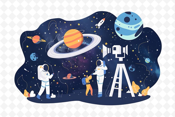 PSD una caricatura de un transbordador espacial con la palabra "espacio" en él