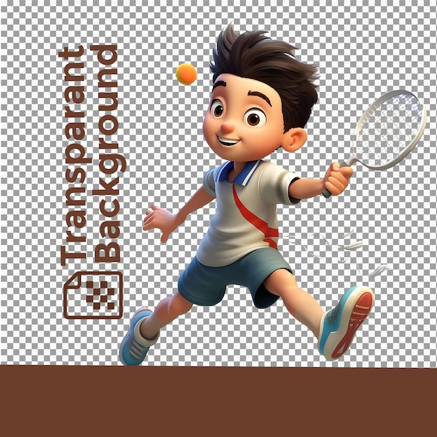 Caricatura vetorial gratuita de um menino envolvido em atividade esportiva de tênis pessoas em fundo branco.