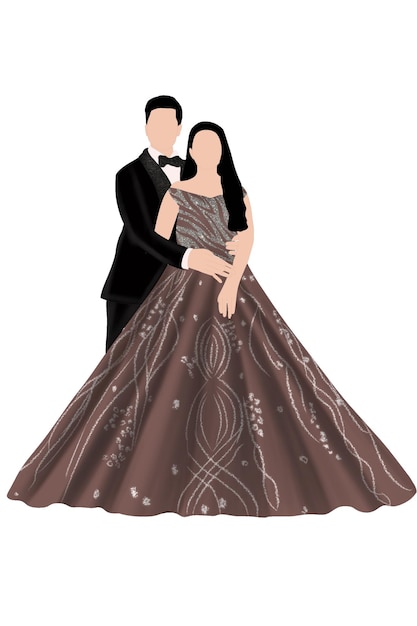 Caricaturas de casais de casamento