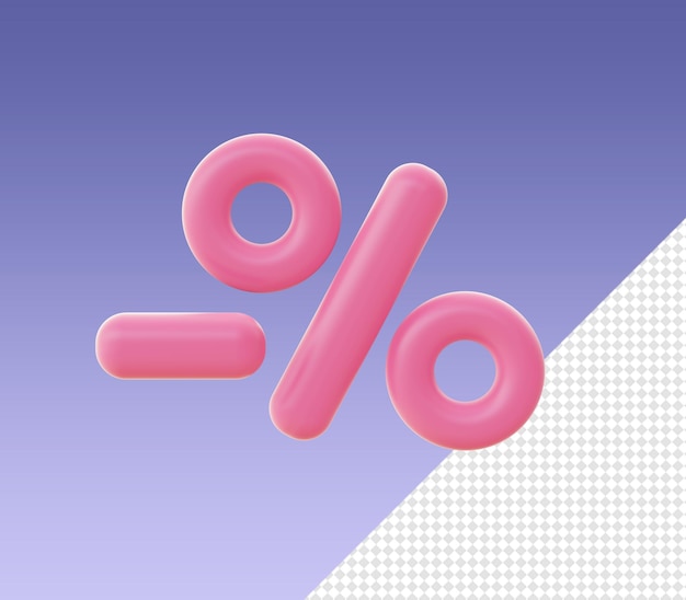 La caricature 3d rend les icônes de vente en pourcentage de remise simples pour les conceptions de médias sociaux des applications mobiles web UI UX