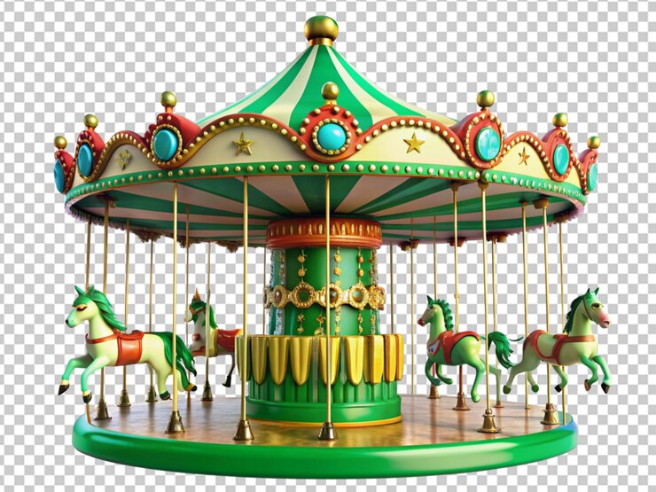 PSD caricature de carrousel mignon