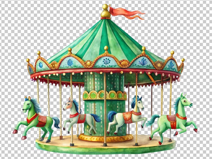 PSD caricature de carrousel mignon