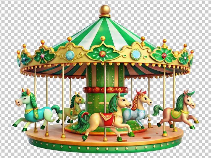 PSD caricature de carrousel mignon