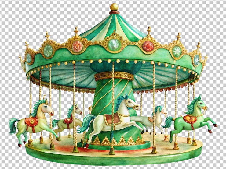 PSD caricature de carrousel mignon