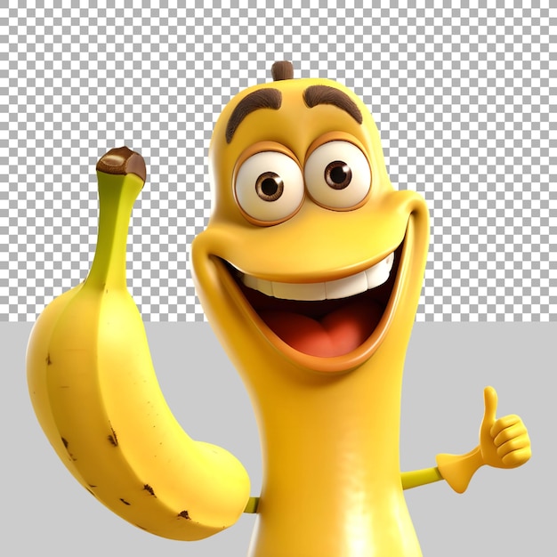 Caricature Drôle De Banane Sur Fond Transparent Généré Par Ai