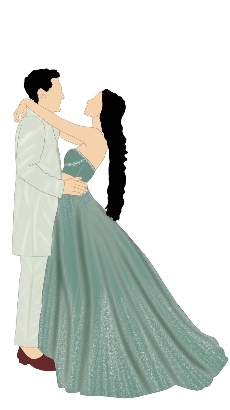 PSD caricatures d'un couple de mariés