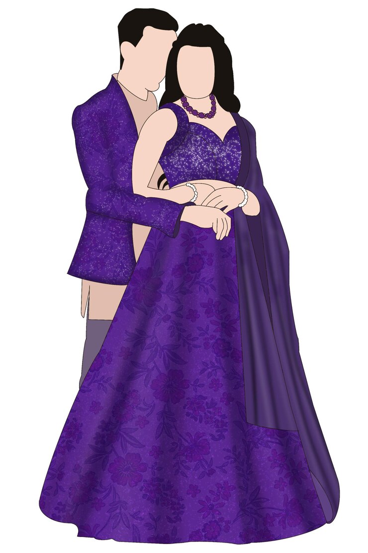 PSD caricatures d'un couple de mariés