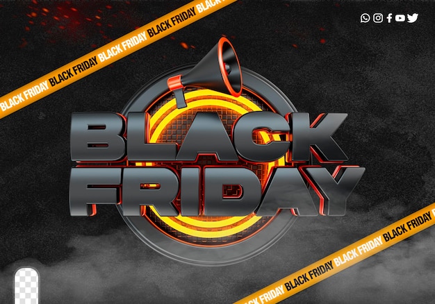 Carimbo promocional black friday 3d para composições