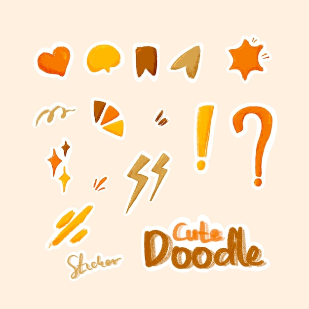 Carino Doodle Die Stickers Espressione Disegno a mano Illustrazione Decorazione