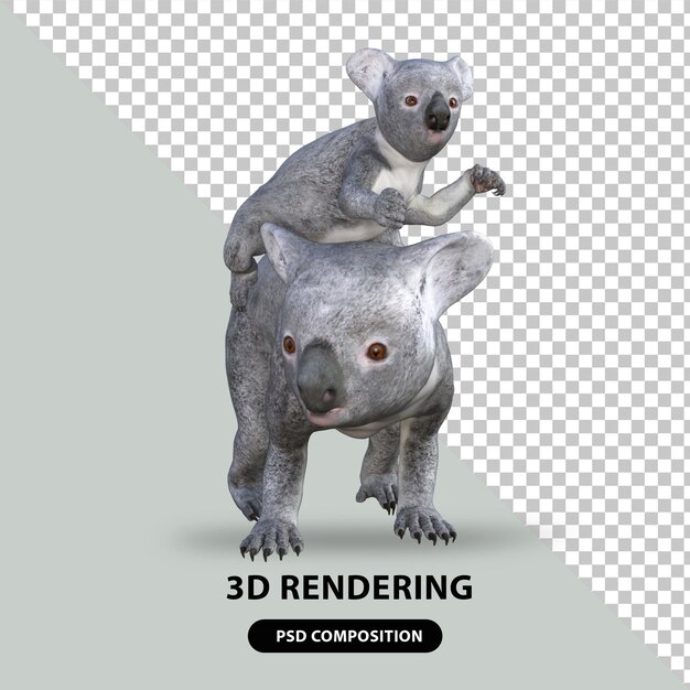 carino koala rendering 3d