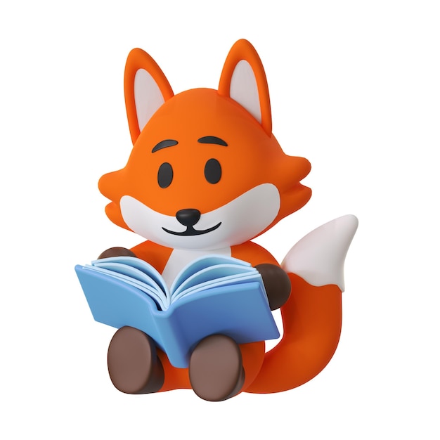 Carino libro di lettura della mascotte della volpe