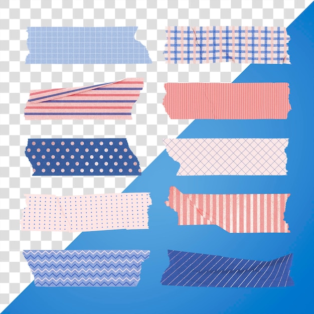 Carino nastro washi adesivo png modello pastello scrittura impostato su sfondo trasparente