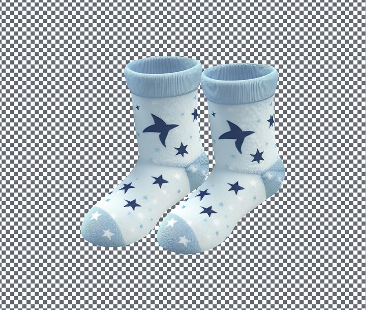 PSD cariñosos calcetines de bebé en forma de luna y estrella eid mubarak aislados sobre un fondo transparente