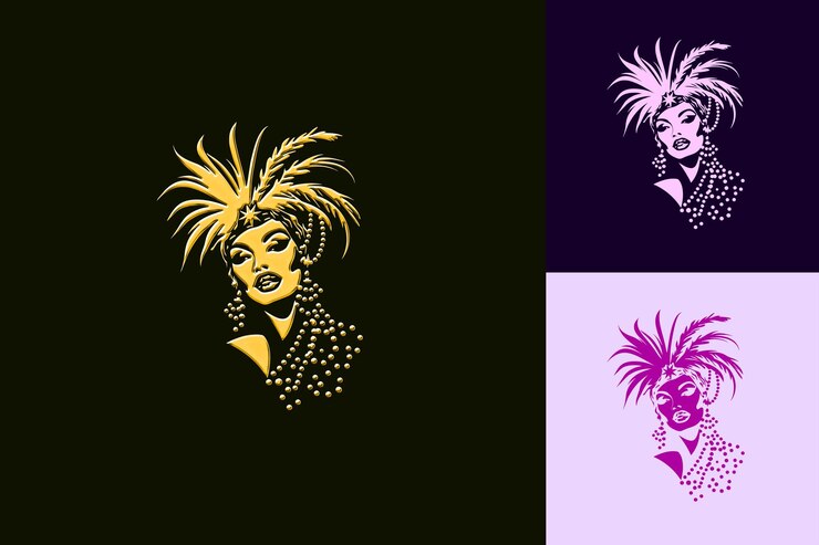 PSD carmen miranda con l'icona estravagante cantante con i disegni creativi dell'icona della cultura brasiliana