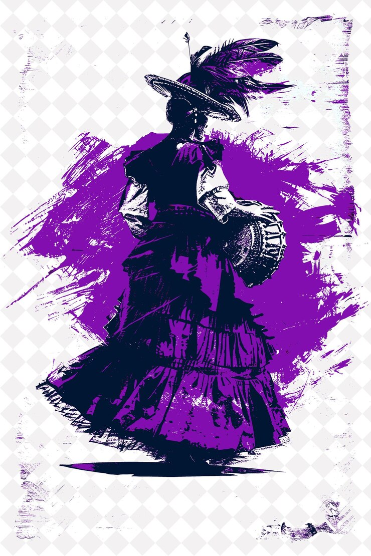 PSD carmen mirandas dibujo de diseño de vestuario con un atabaque rojo dr. escena y cultura de brasil ilustraciones