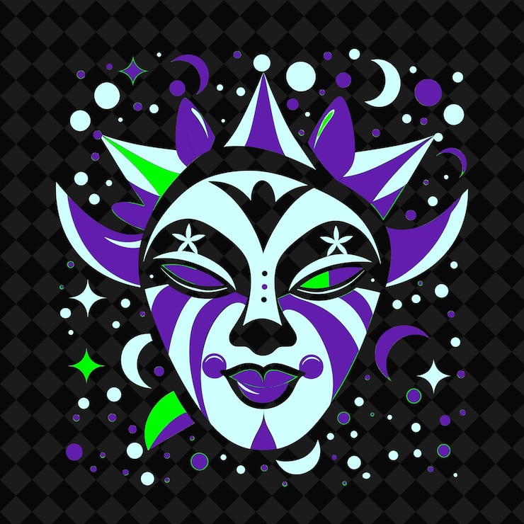 PSD carnaval com um design de estilo pop art com um desenho vetorial de símbolos criativos do méxico de cores ousadas