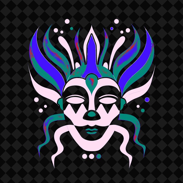 PSD carnaval com um design de estilo pop art com um desenho vetorial de símbolos criativos do méxico de cores ousadas