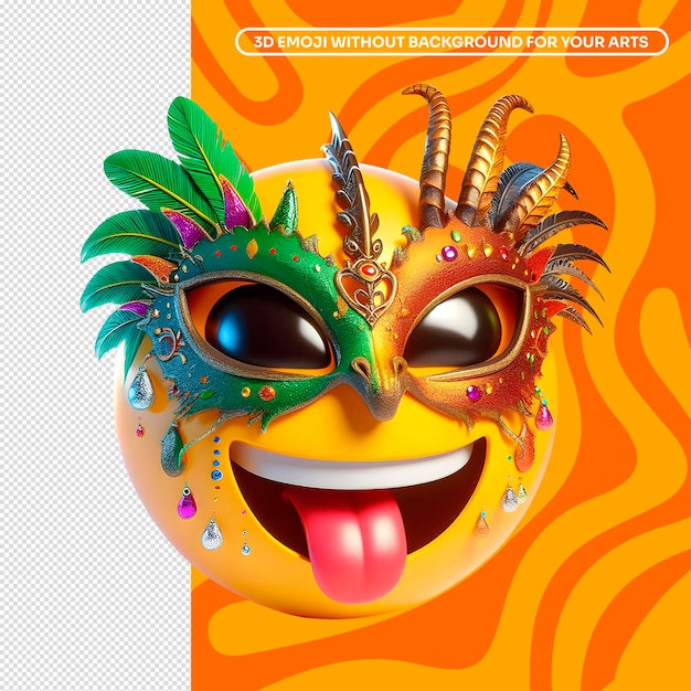 PSD carnaval emoji 3d máscara drago