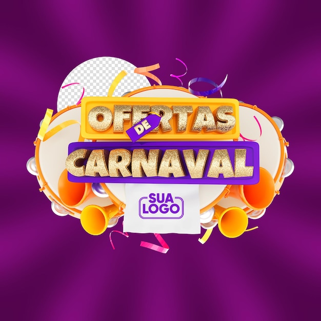 PSD carnaval fiesta brasileña 3d render etiqueta aislada para composición