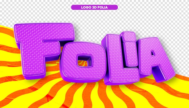 PSD carnaval folia logotipo 3d para composições