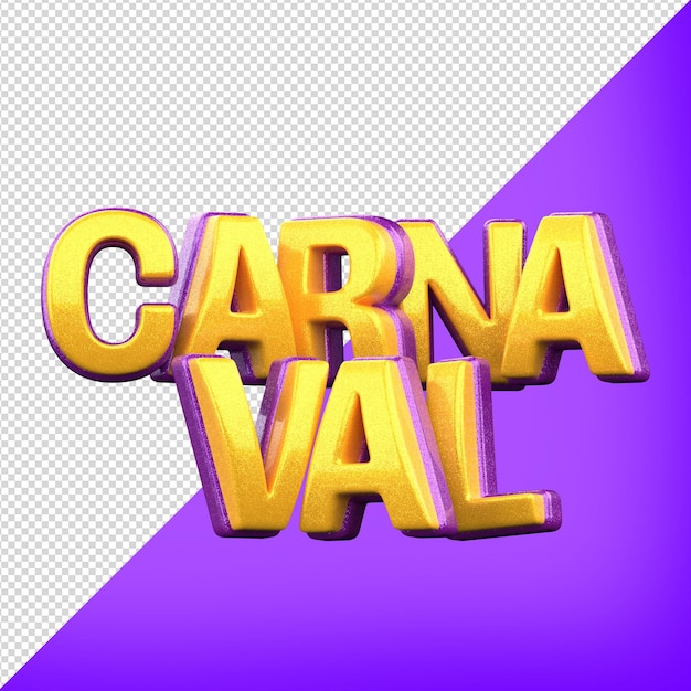 PSD carnaval text party brazilia timbre en 3d