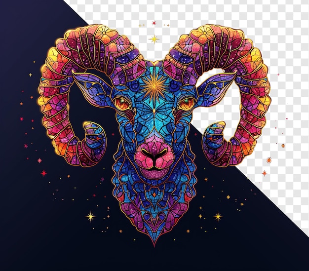 PSD carnaval de vidrio aries emblema del zodiaco arte del horóscopo