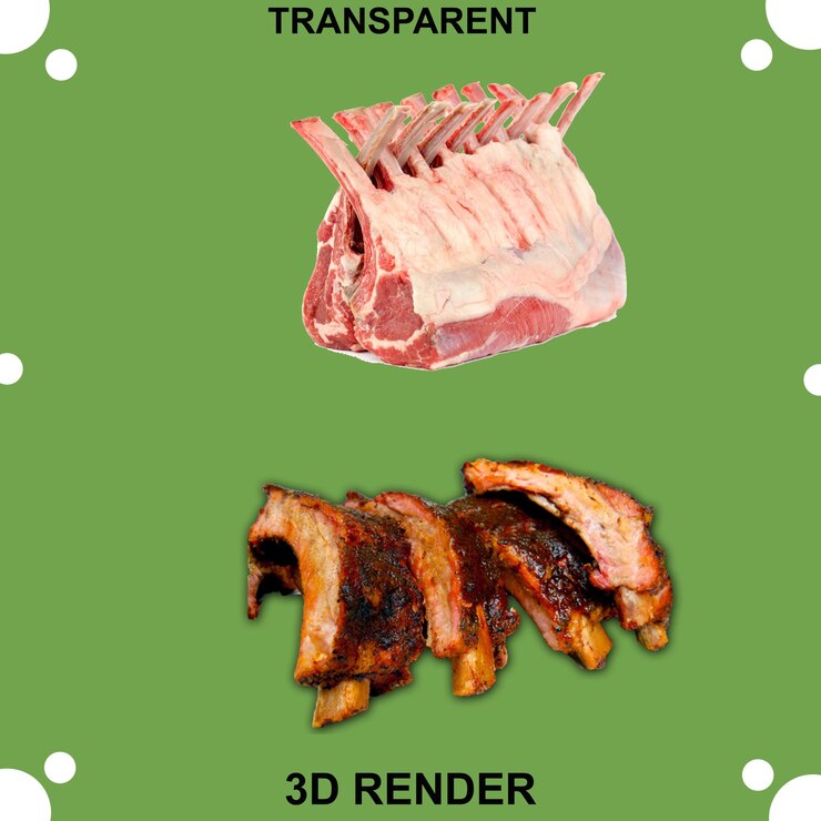 PSD carne assada de bovino de fundo transparente