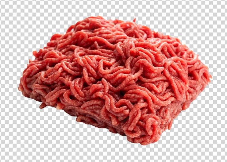 PSD carne bovina macinata cruda isolata su uno sfondo trasparente