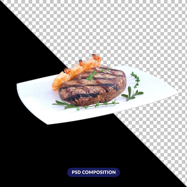 PSD carne deliciosa render 3d aislado