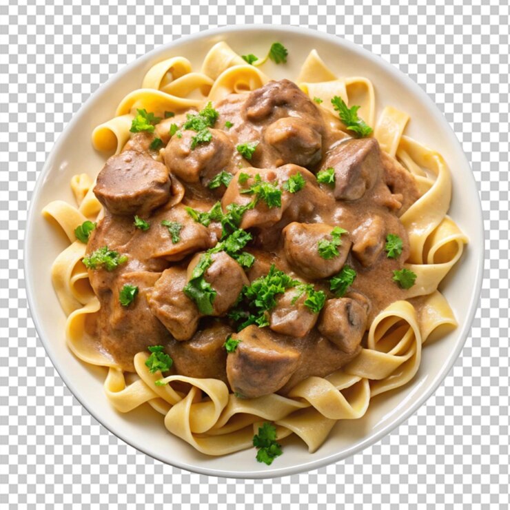 PSD carne di manzo stroganoff su sfondo trasparente
