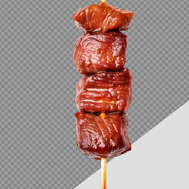 PSD carne em um espeto de madeira png isolado em fundo transparente