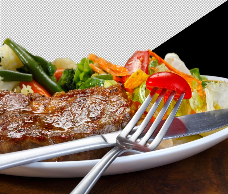 PSD carne de filete a la parrilla con ensalada