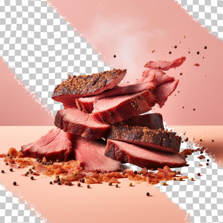 PSD carne con fondo transparente de humo