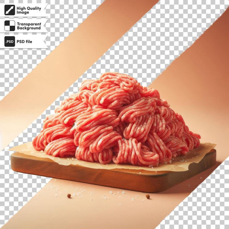 PSD carne macinata cruda psd con verdure su sfondo trasparente