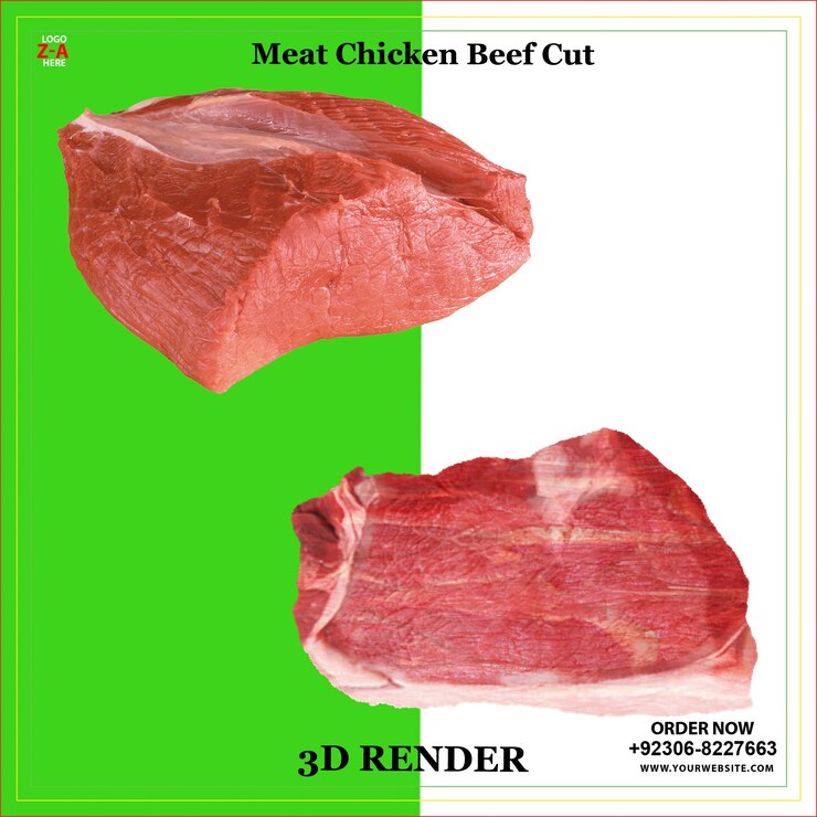 PSD carne de pollo y carne de res cortada