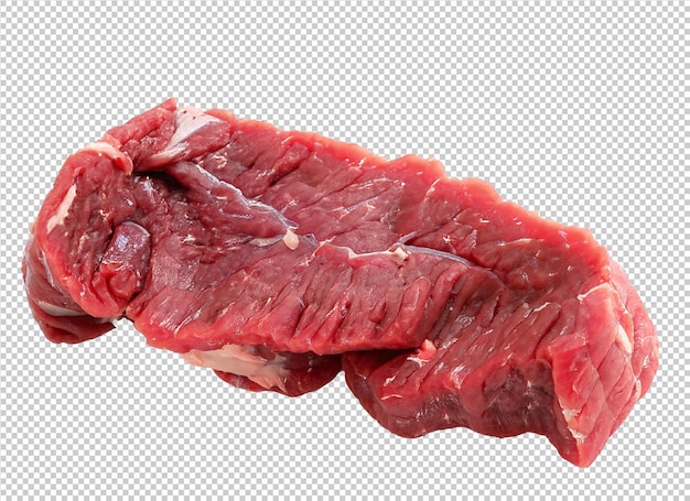 Carne de res cruda sobre un fondo transparente