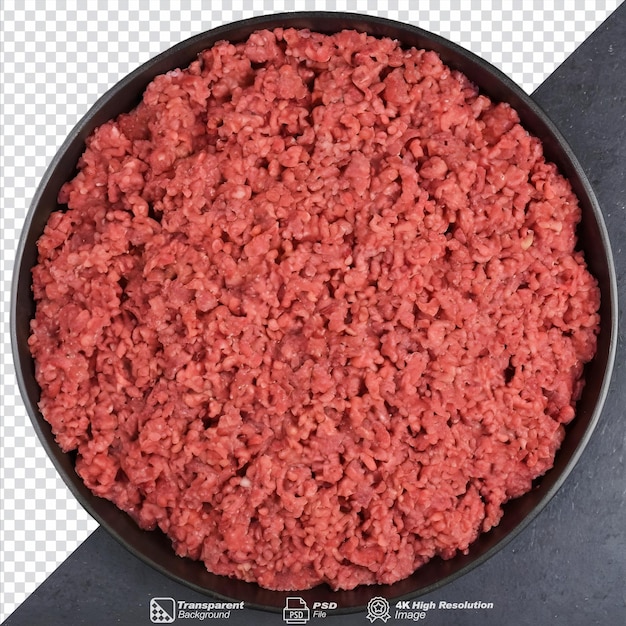 PSD carne de res molida cruda preparada para cocción aislada
