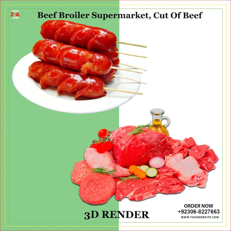 PSD carne de res de supermercado cortado de carne de res
