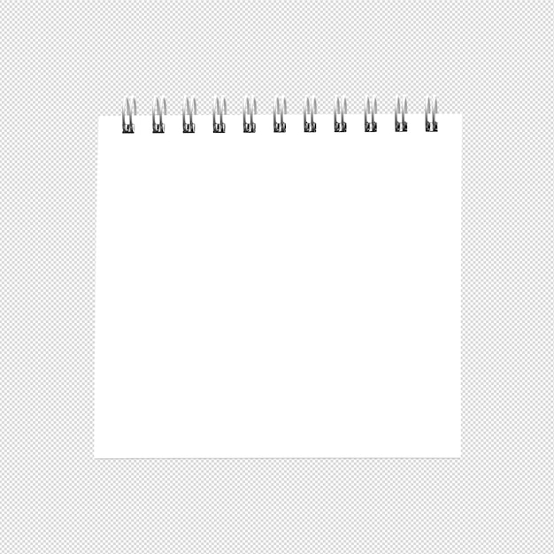 Carnet de notes blanc et blanc avec spirale sans arrière-plan Modèle de maquette