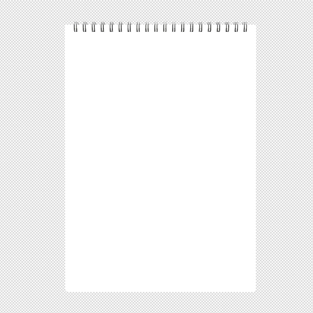 Carnet de notes blanc et blanc avec spirale sans arrière-plan Modèle de maquette