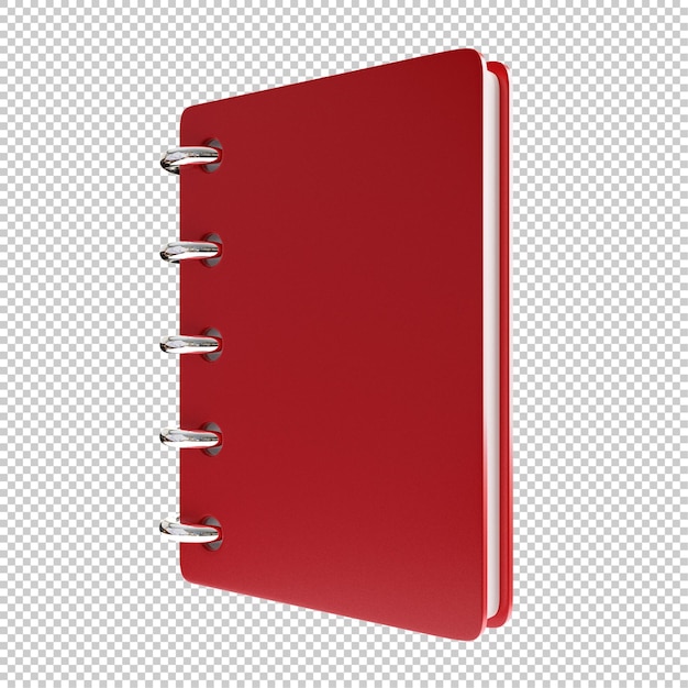 PSD carnet de notes rouge bloc-notes illustration 3d