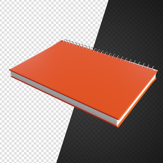 PSD carnet de notes à spirale de couverture de couleur orange isolé