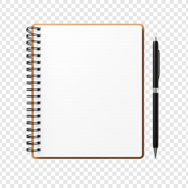 PSD carnet de notes avec stylo pour œuvre d'art isolé sur fond transparent