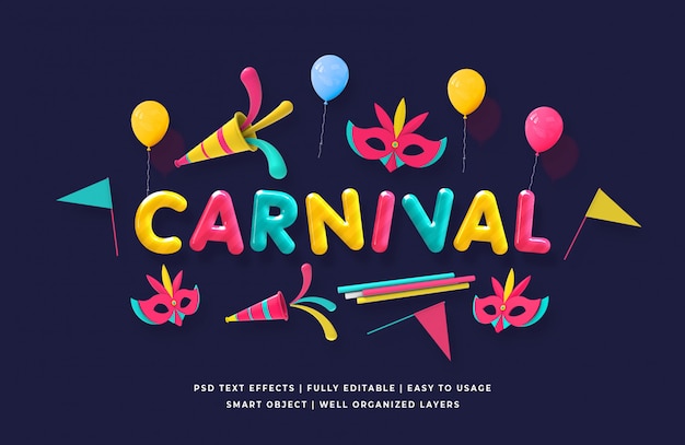 Carnevale in stile testo 3d