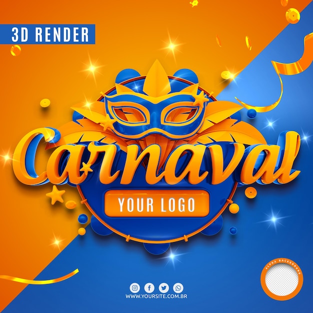 PSD carnival promoções 3d render isolado premium psd