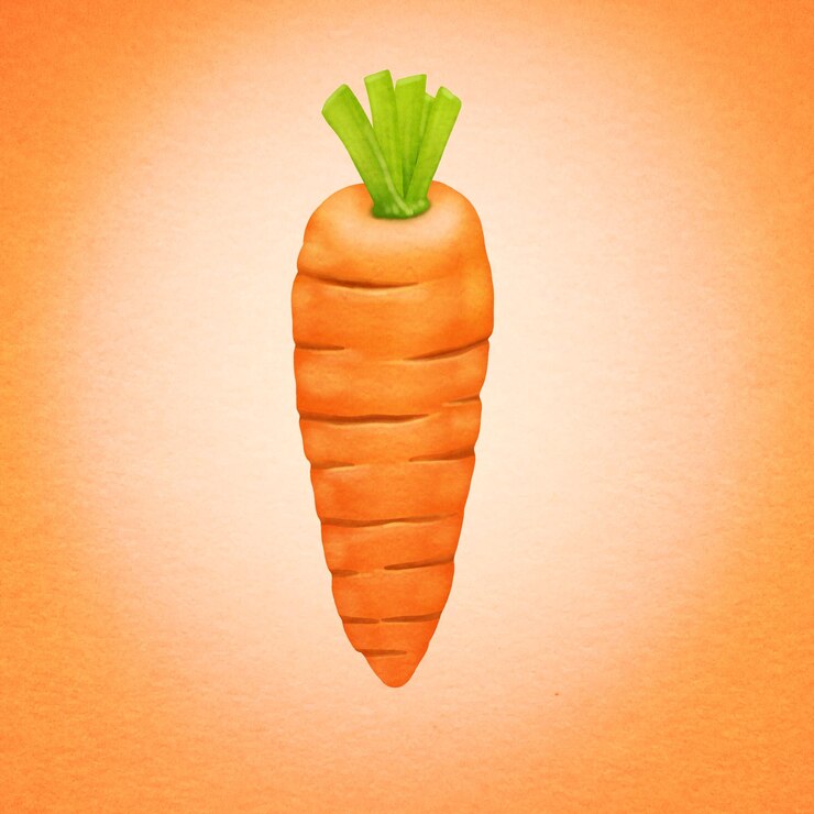 PSD une carotte dessinée à la main sur un fond orange