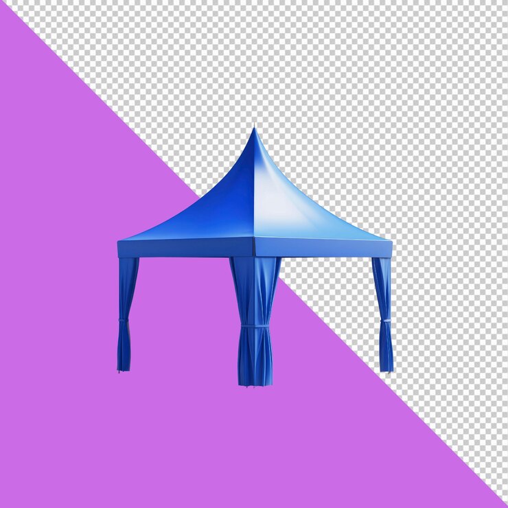 PSD carpa azul con dosel desplegable